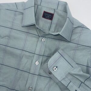 UNTUCKit Mens Large Perret WF Slim Fit Green Plaid Wrinkle Free 100% Cotton